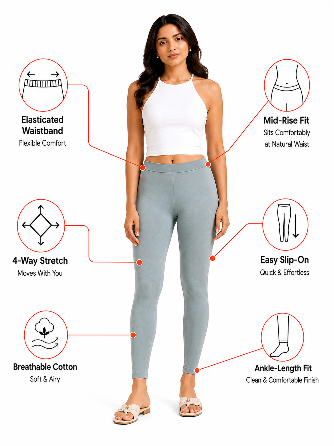 Grey Smoke Ankle Length Leggings
