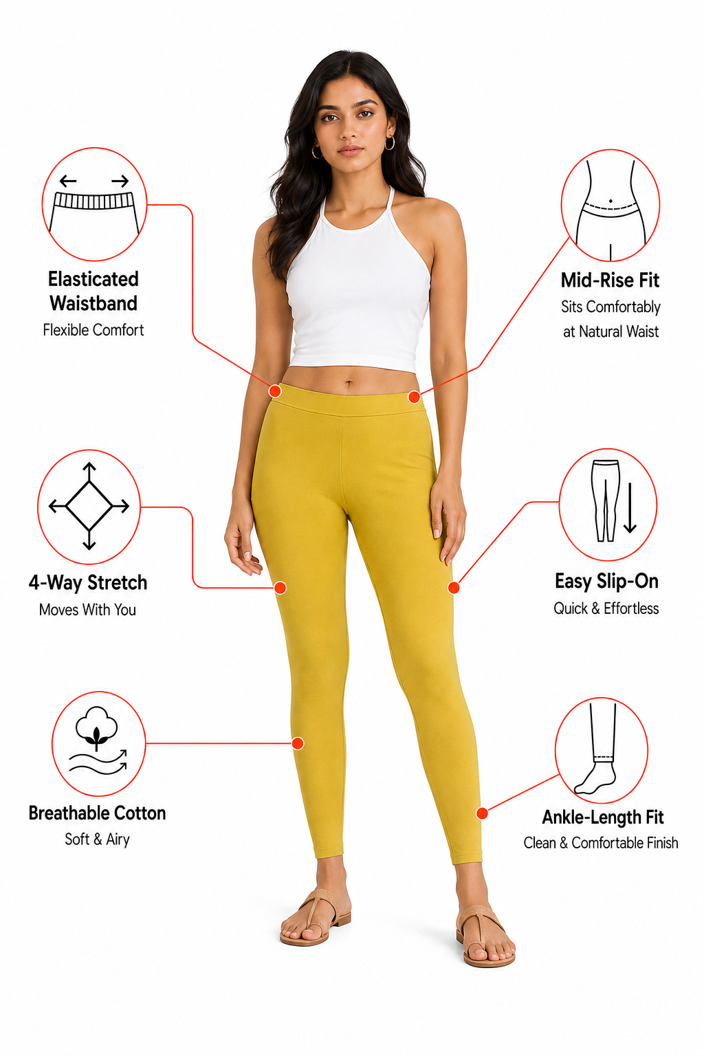 Spicy Mustard Ankle Length Leggings
