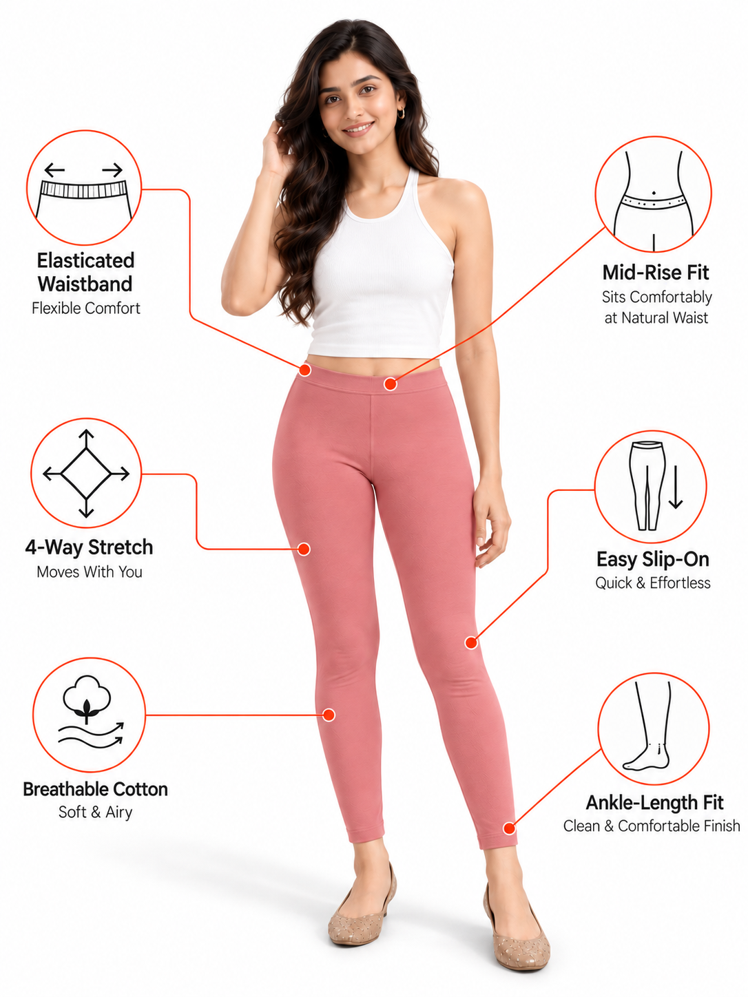 Strawberry Ice Ankle Length Leggings