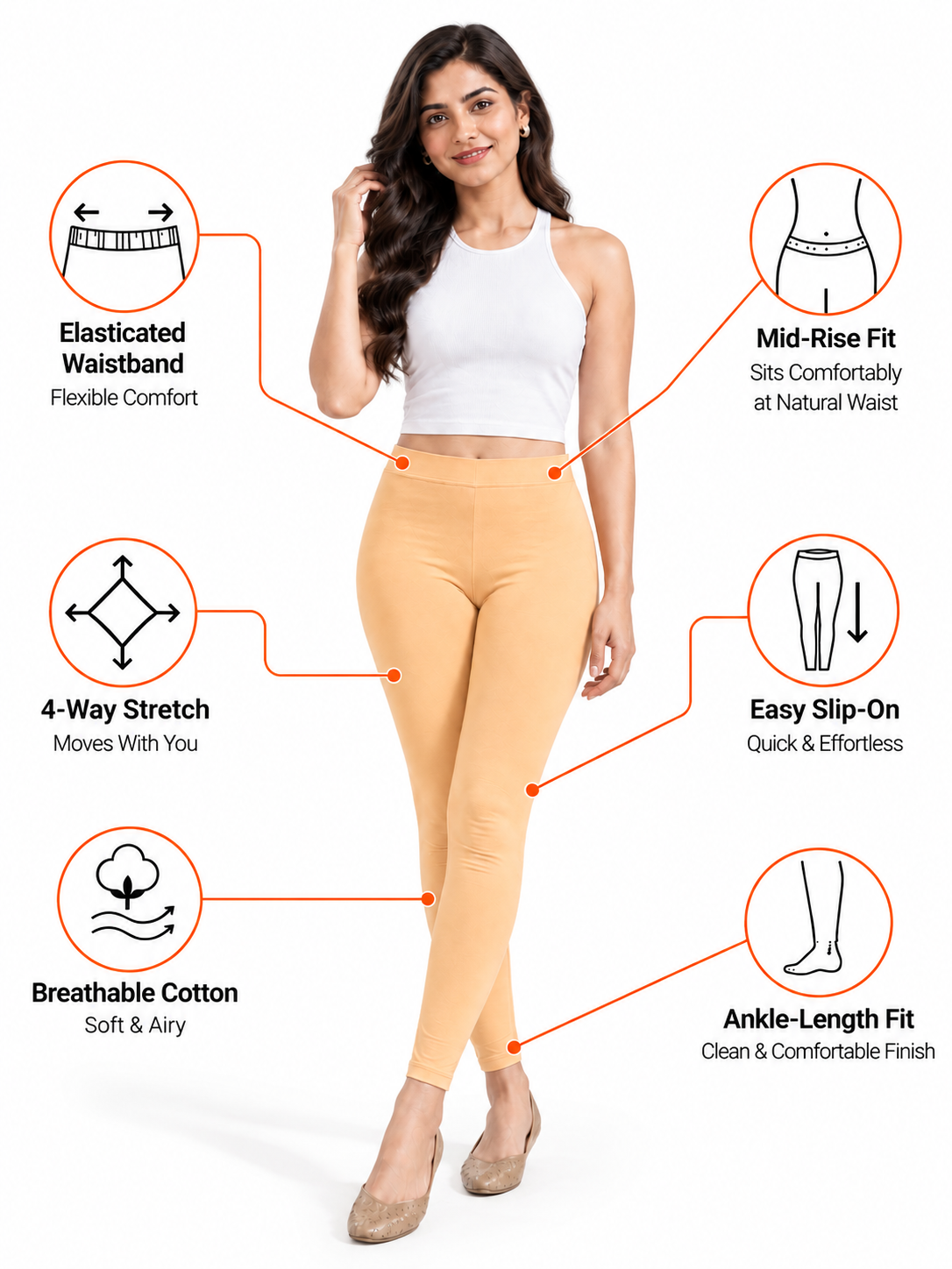 Sun Yellow Ankle Length Leggings