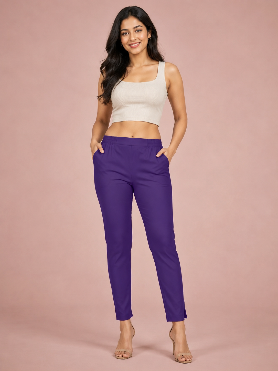 Violet Lycra Stretch Pant