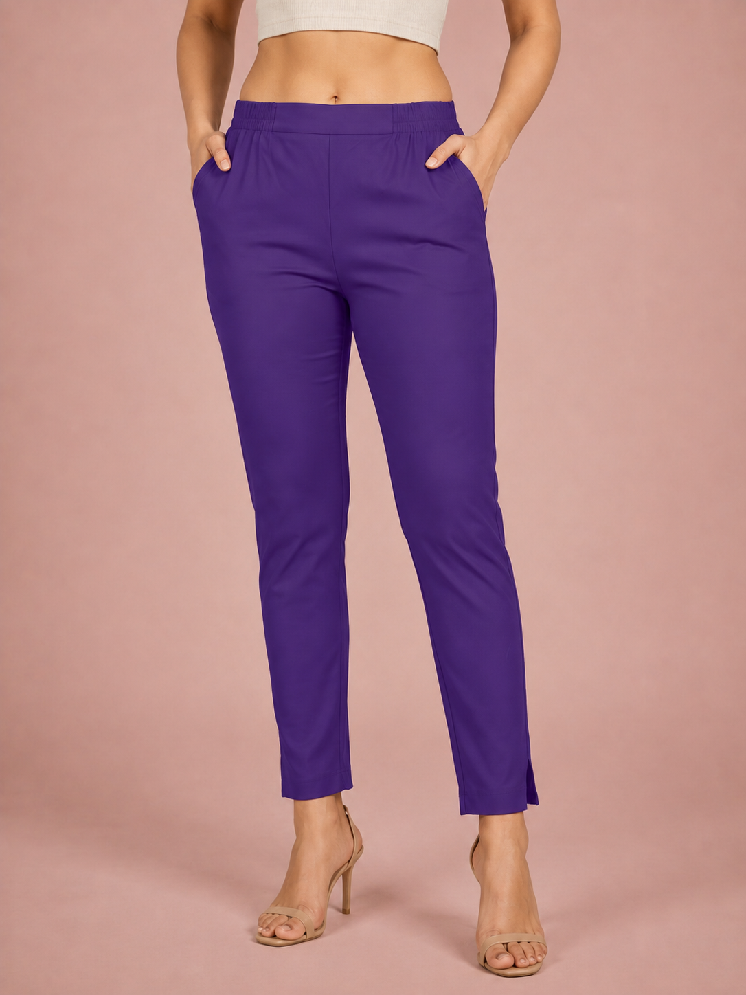 Violet Lycra Stretch Pant