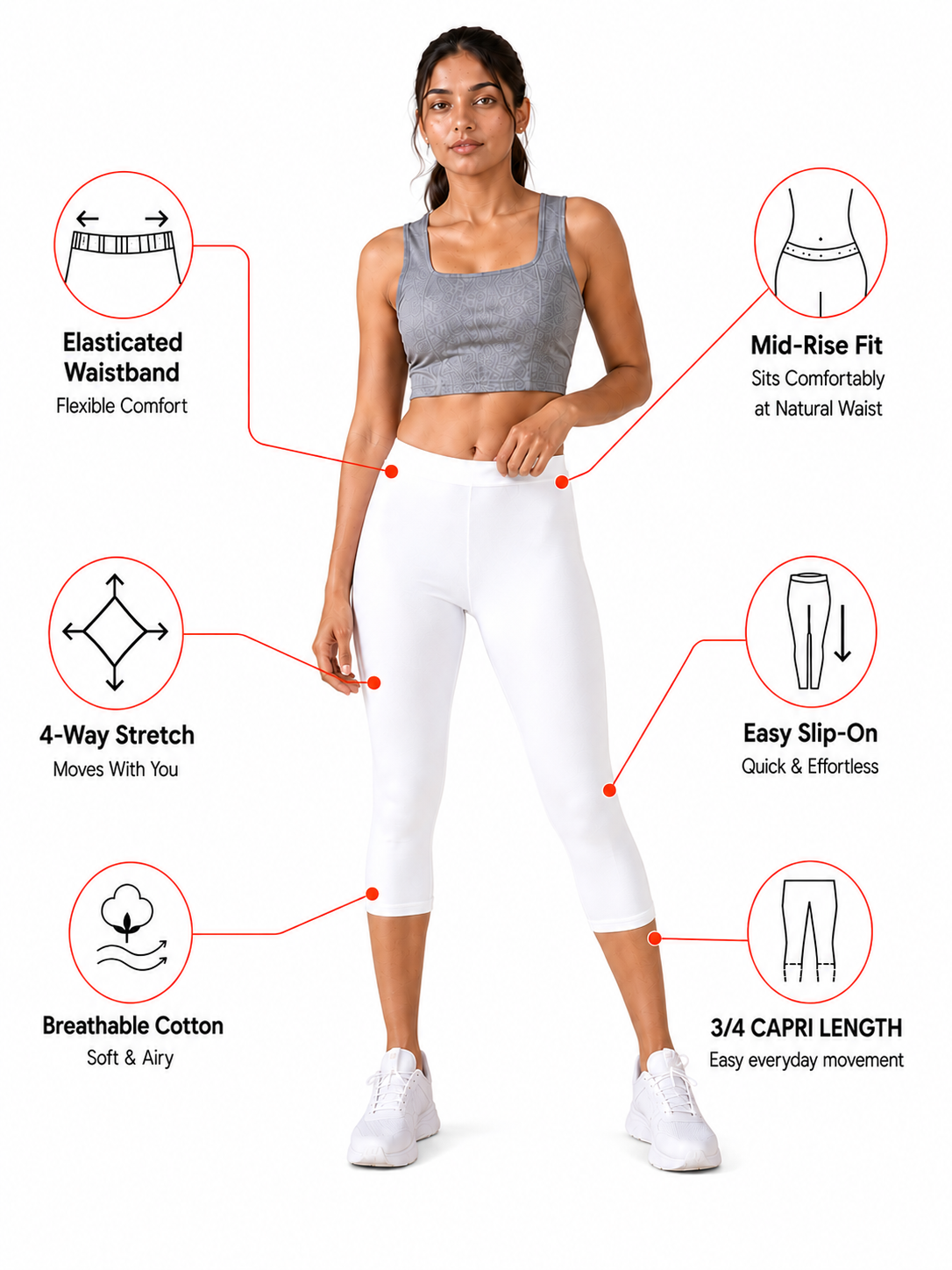 White 3/4th Leggings