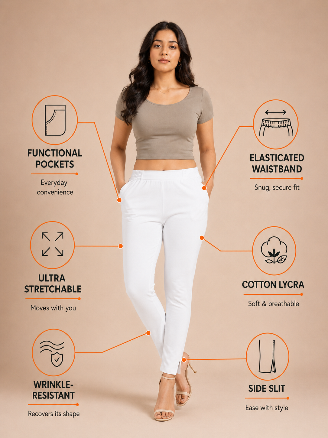 White Lycra Stretch Pant