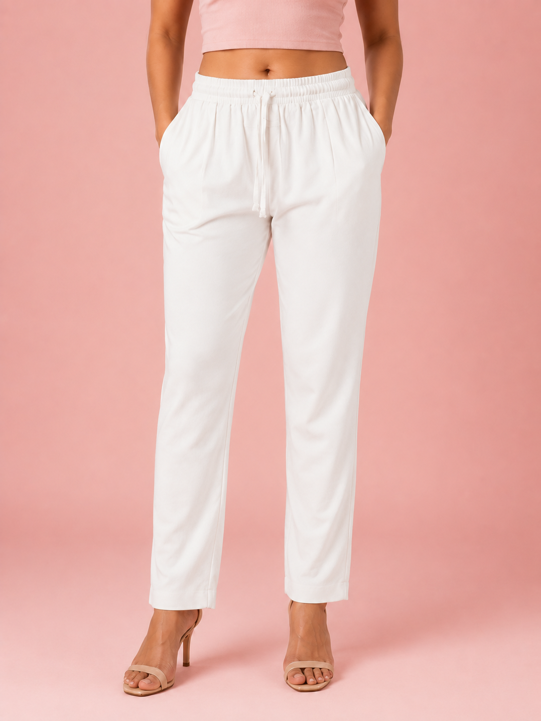 White Premium Rayon Narrow Fit Palazzo