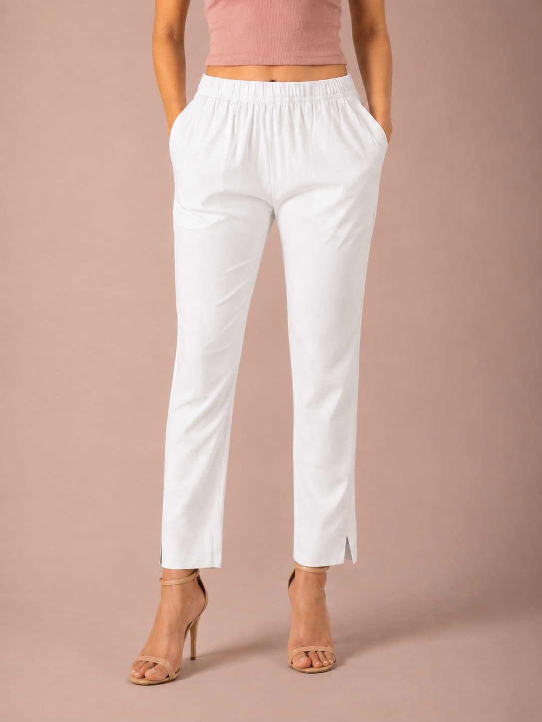 White Rayon Silk Pants