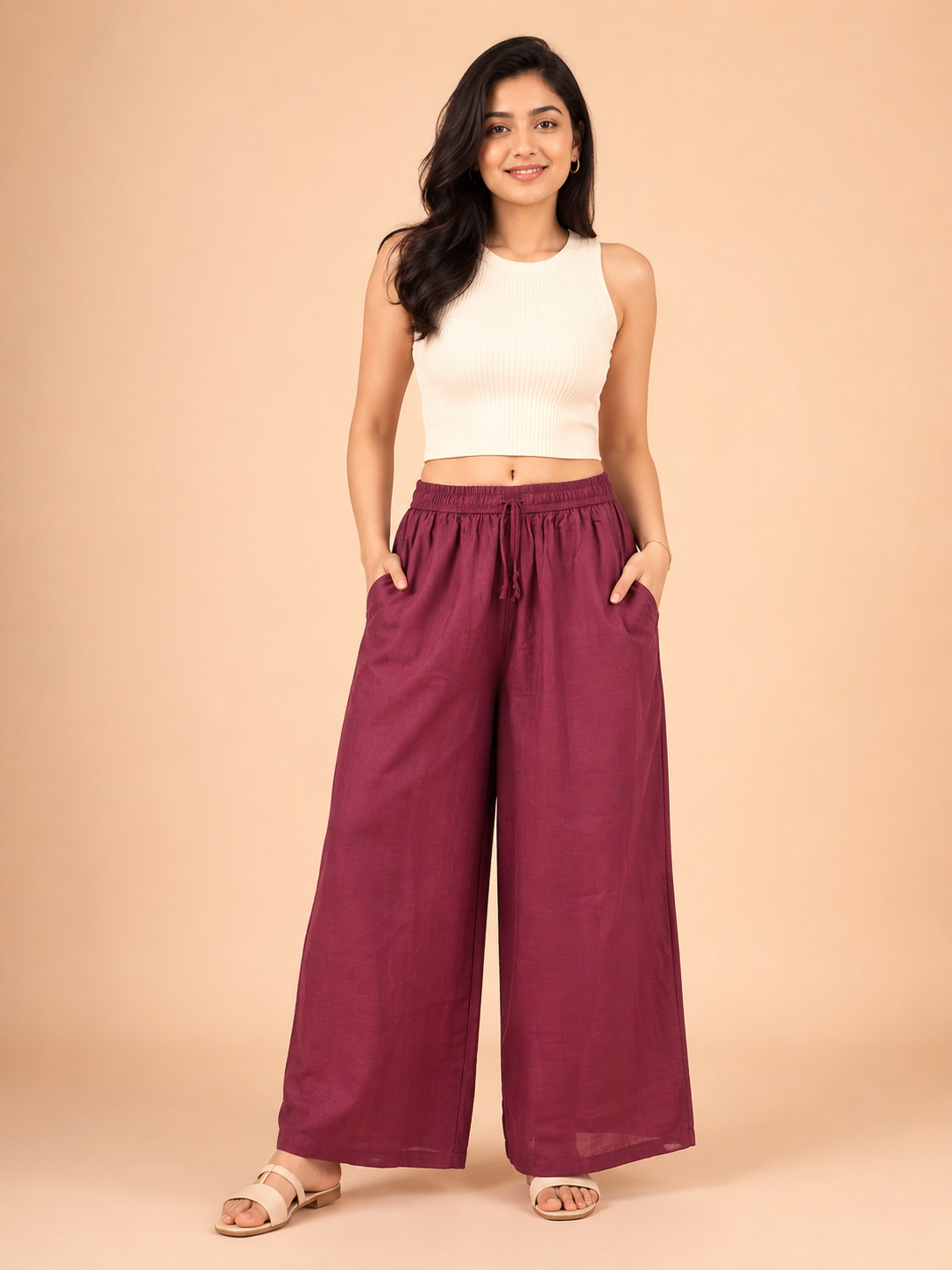 Wine Linen Palazzo