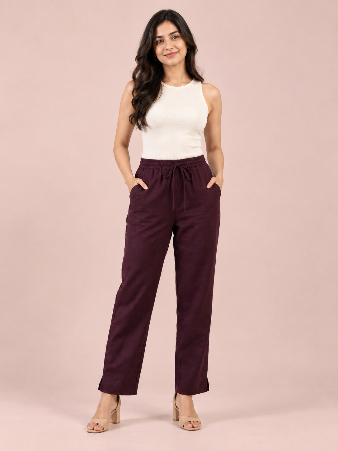 Wine Linen Pant