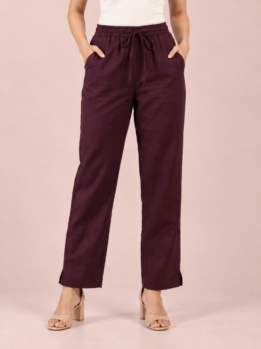 Wine Linen Pant