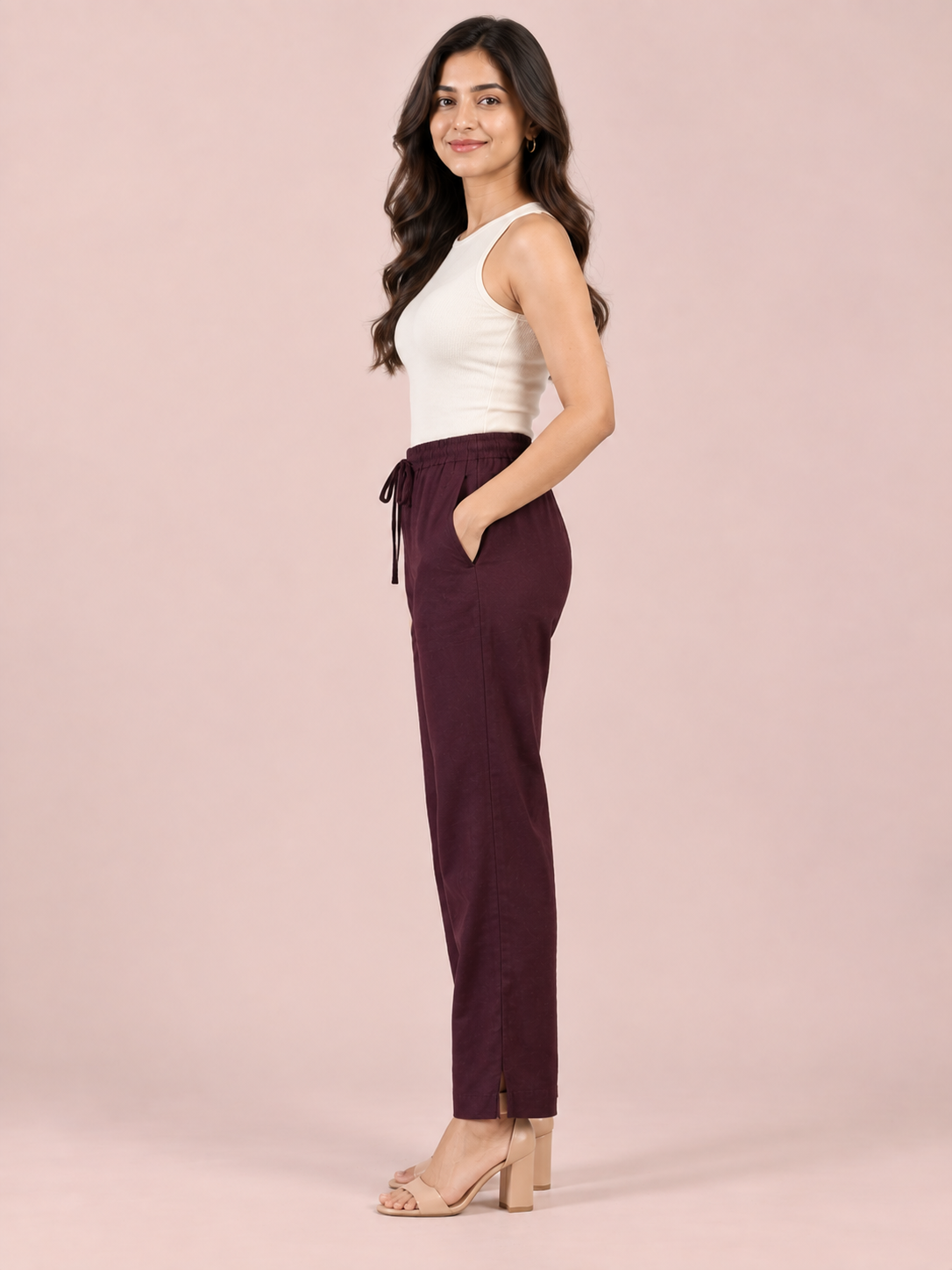 Wine Linen Pant