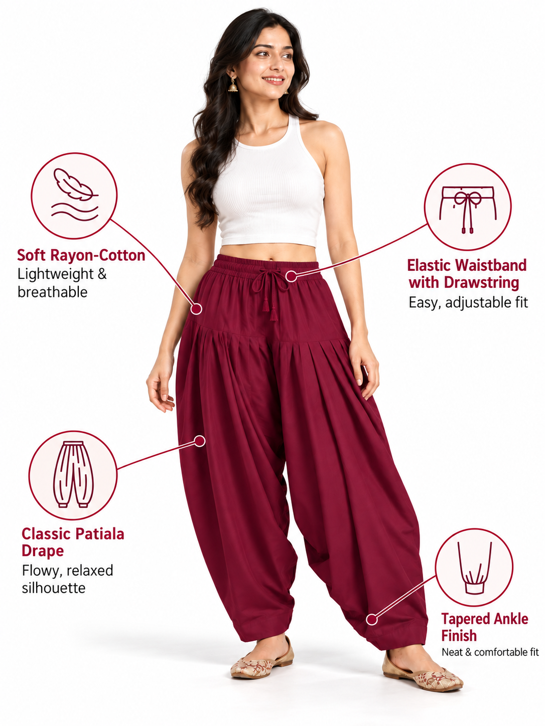 Wine Rayon Full Patiala Salwar