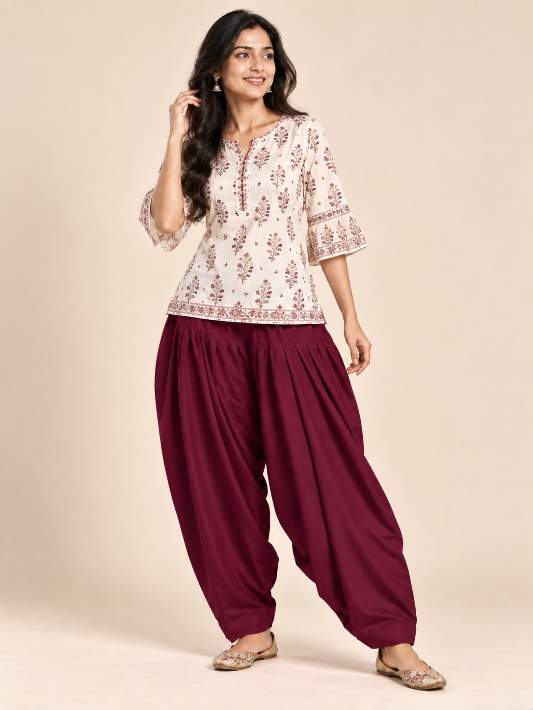 Wine Rayon Full Patiala Salwar