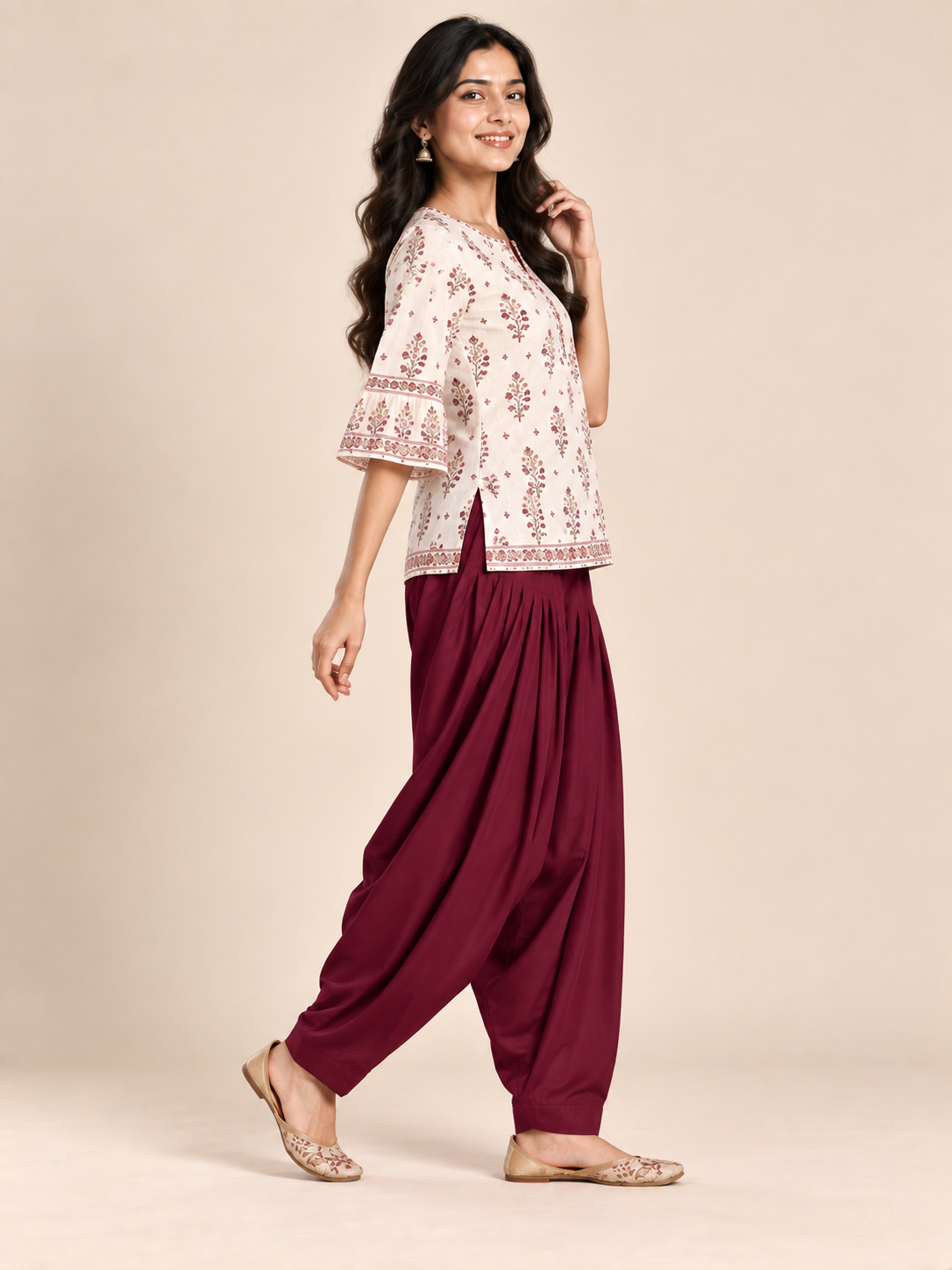 Wine Rayon Full Patiala Salwar