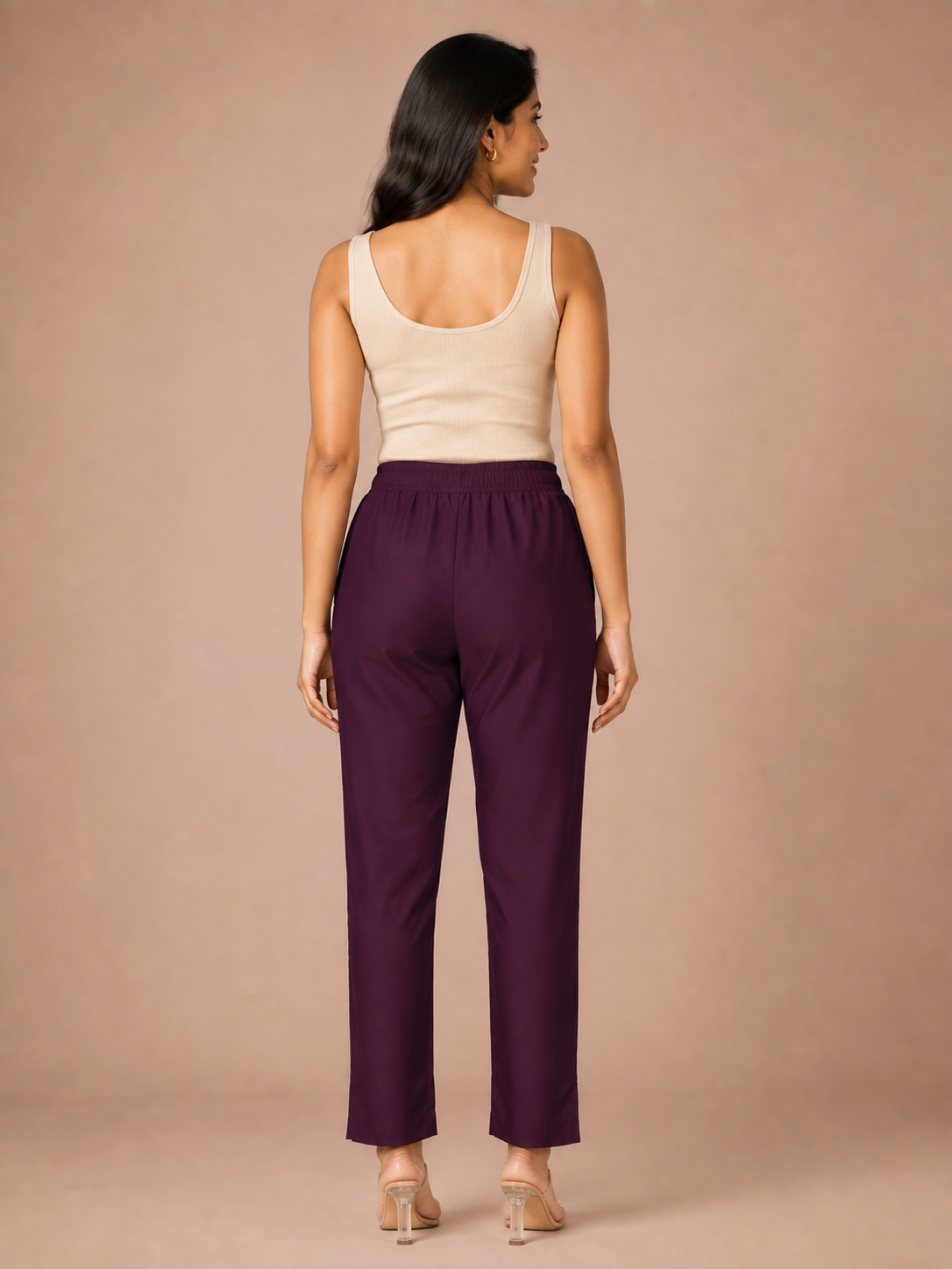 Wine Rayon Silk Pants