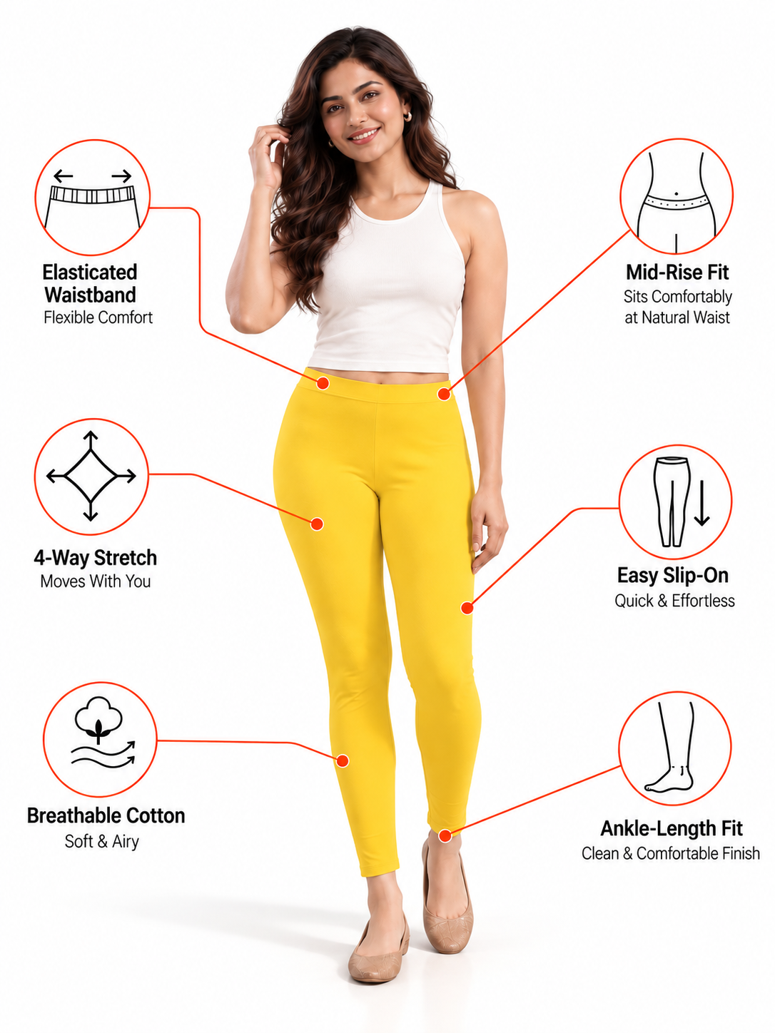 Yellow Gold Ankle Length Leggings