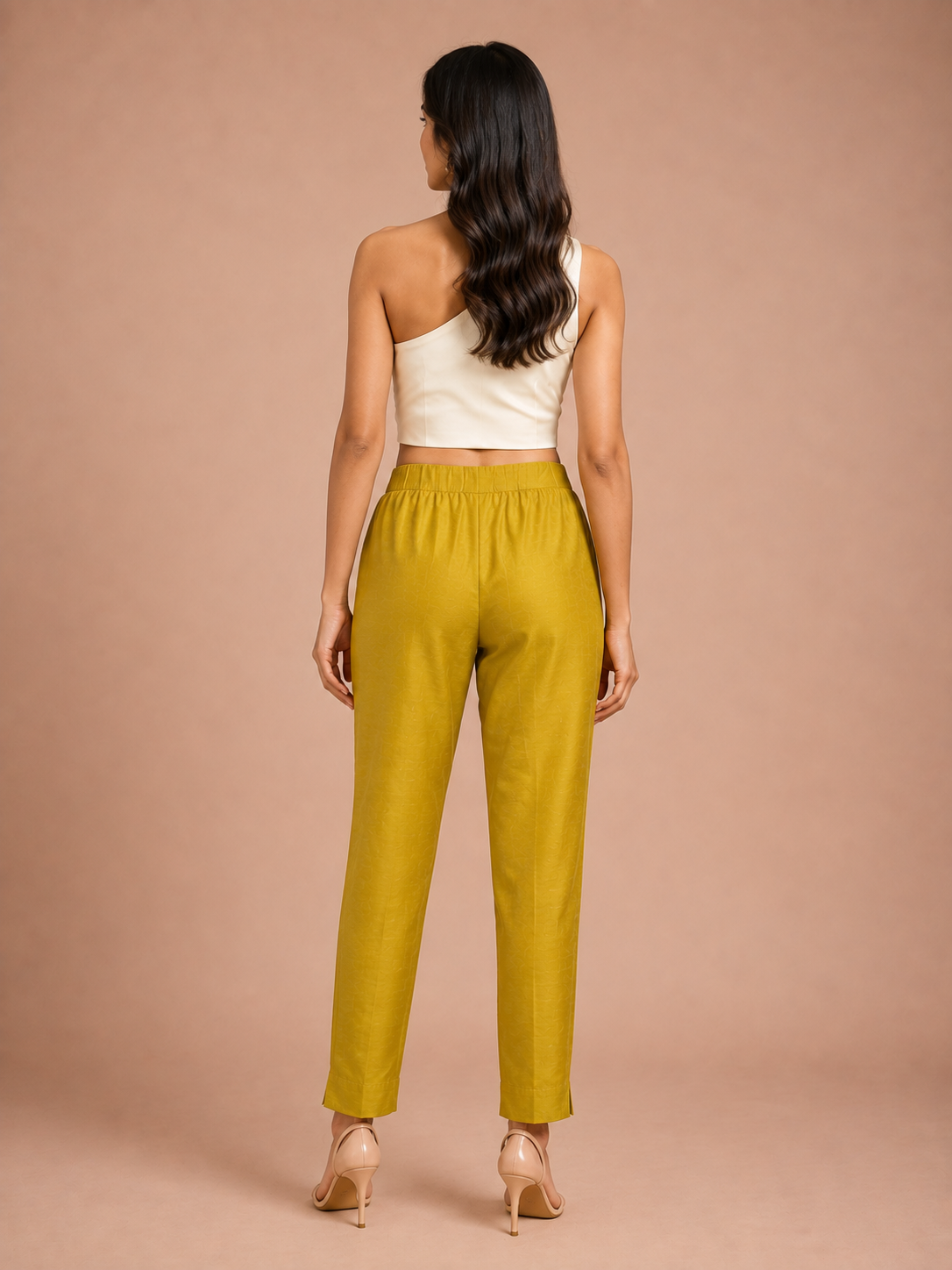 Yellow Green Tussar Silk Pant
