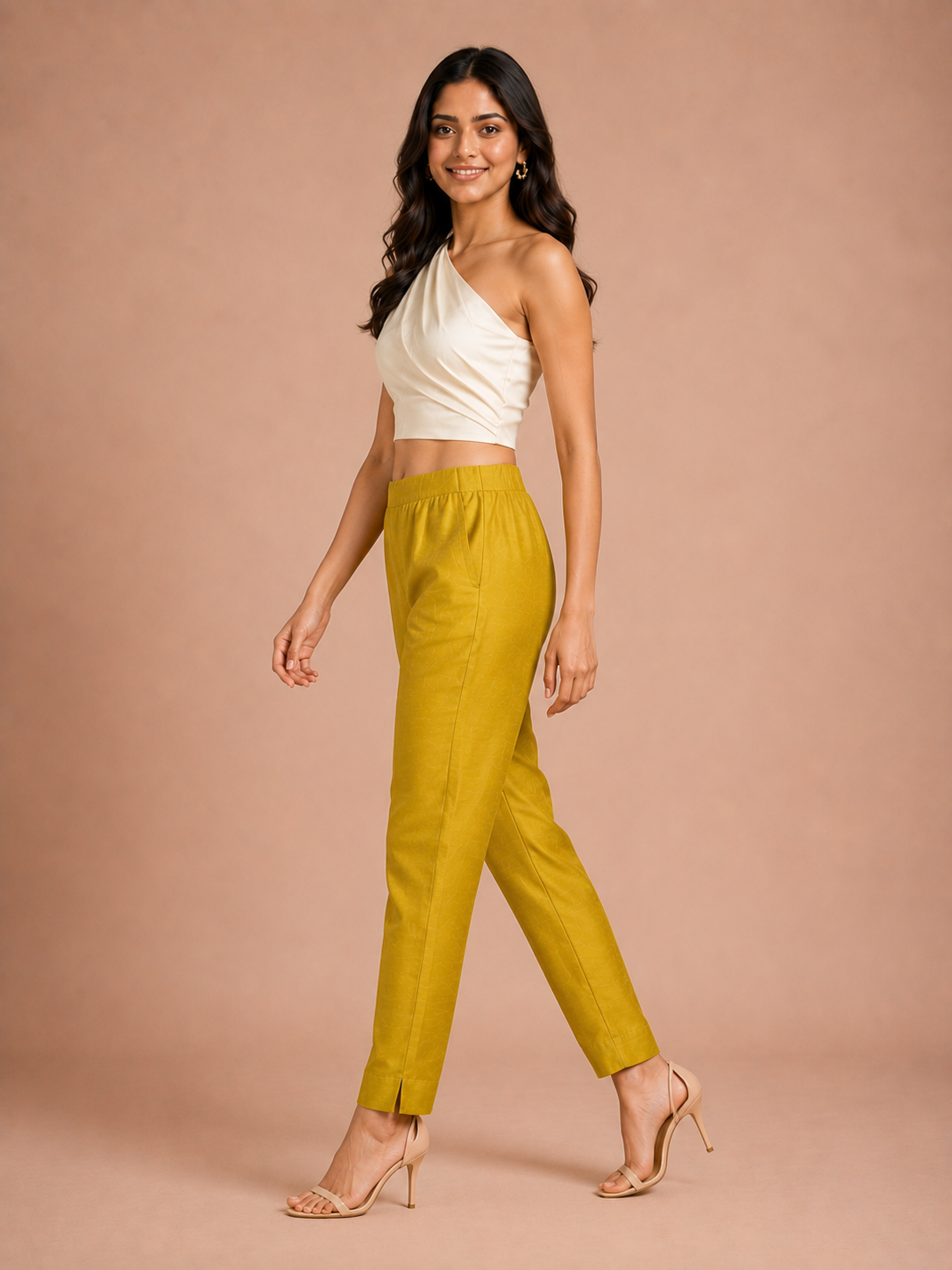 Yellow Green Tussar Silk Pant