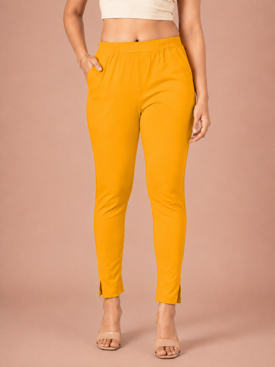 Yellow Lycra Stretch Pant
