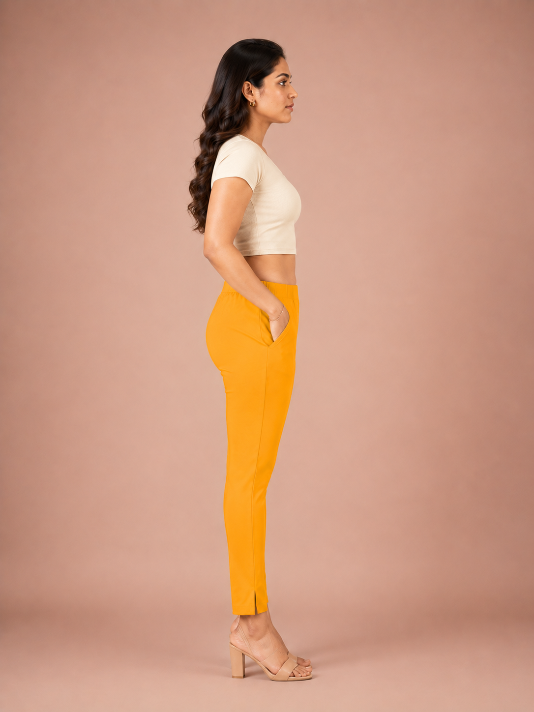 Yellow Lycra Stretch Pant